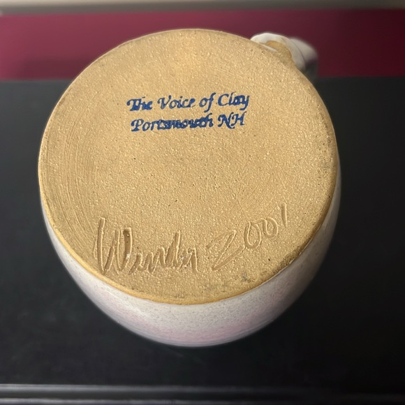 The Voice of Clay Ceramic Green Purple Stars Coffee Tea Hot Cocoa Mug Signed - Picture 5 of 6